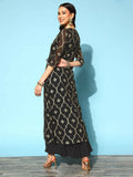 Ahalyaa Women's Olive Printed Jacket Style Dress