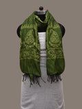 Green Bandhani Silk Handloom Stole with Mango Design - Global Threads