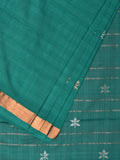 Green Khadi Cotton Handloom Saree with Jamdani Body Buta Design - Global Threads