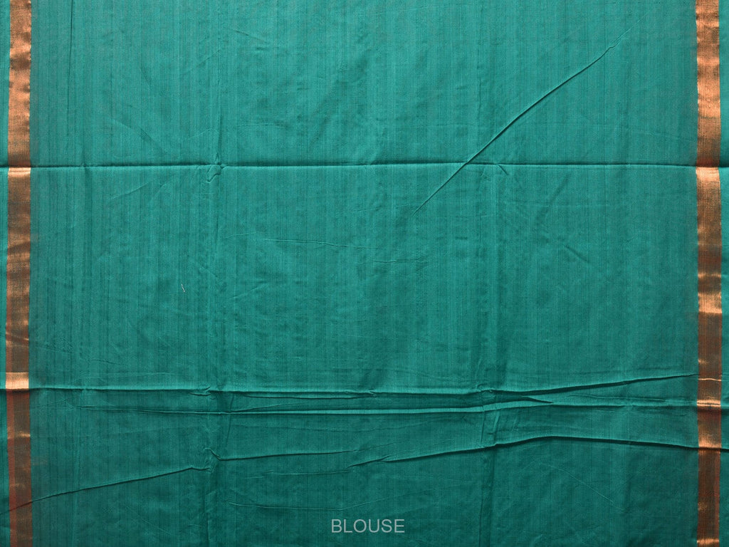 Green Khadi Cotton Handloom Saree with Jamdani Body Buta Design - Global Threads