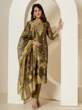 Yufta Green Tissue Kurta Dupatta Pant Set