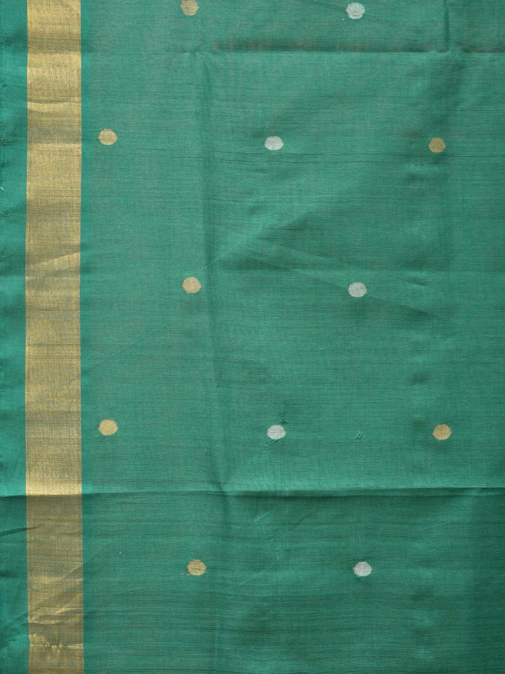 Green Uppada Cotton Handloom Saree with Grill Pallu Design - Global Threads