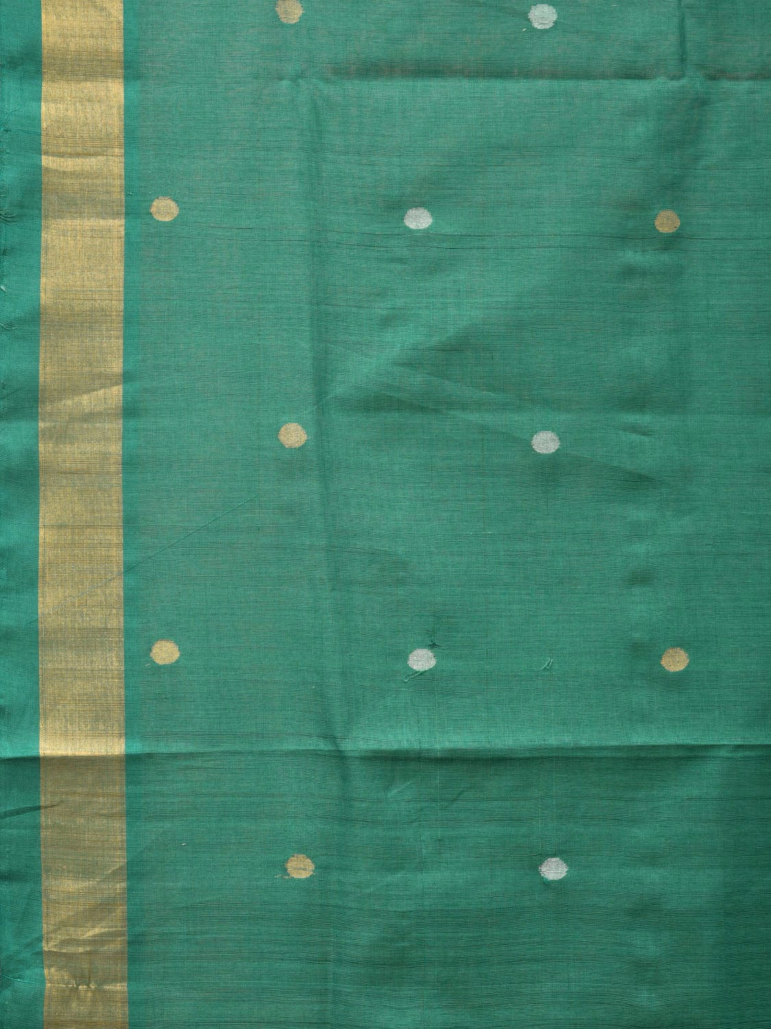 Green Uppada Cotton Handloom Saree with Grill Pallu Design - Global Threads