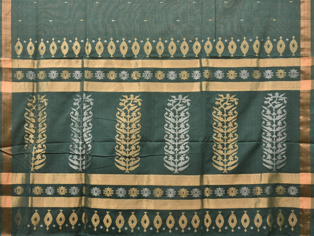 Green Uppada Cotton Handloom Saree with Karpur Pallu Design - Global Threads