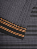Grey Bamboo Cotton Saree with Checks Design - Global Threads