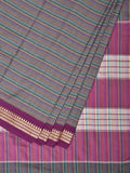 Grey Bamboo Cotton Saree with Checks Design No Blouse - Global Threads