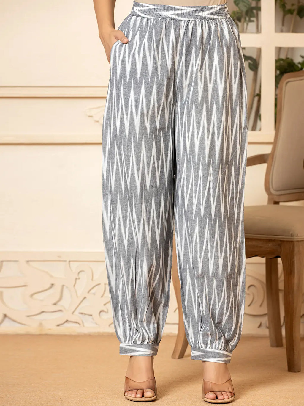 Yufta Grey Cotton Ikat Co-Ord Set