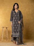 Yufta Grey Silk Kurta Dupatta Pant Set