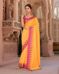 Joban Fashion Women Orange & Pink Trendy Cotton Saree
