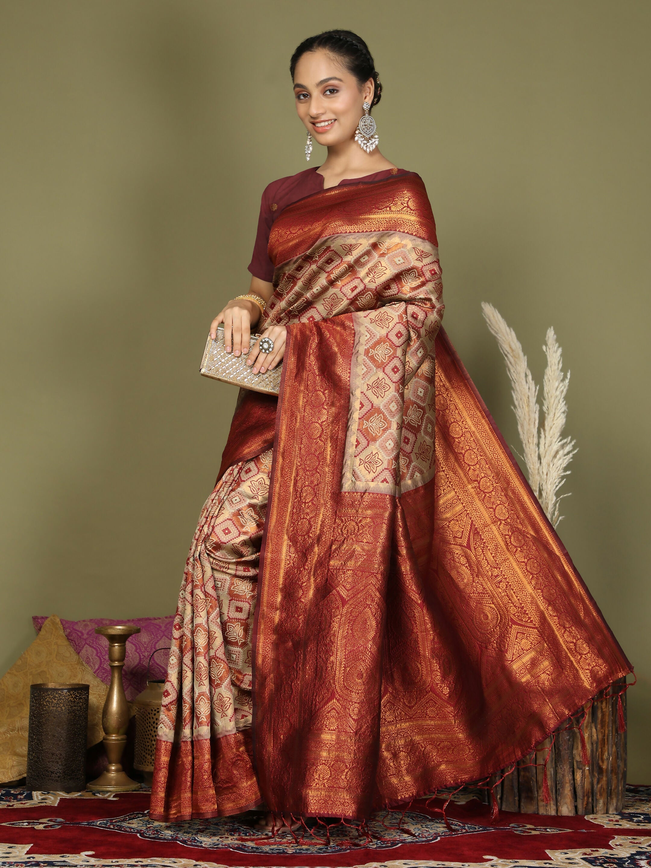 Shree Shyam Fashion Lichi Silk Cream Saree
