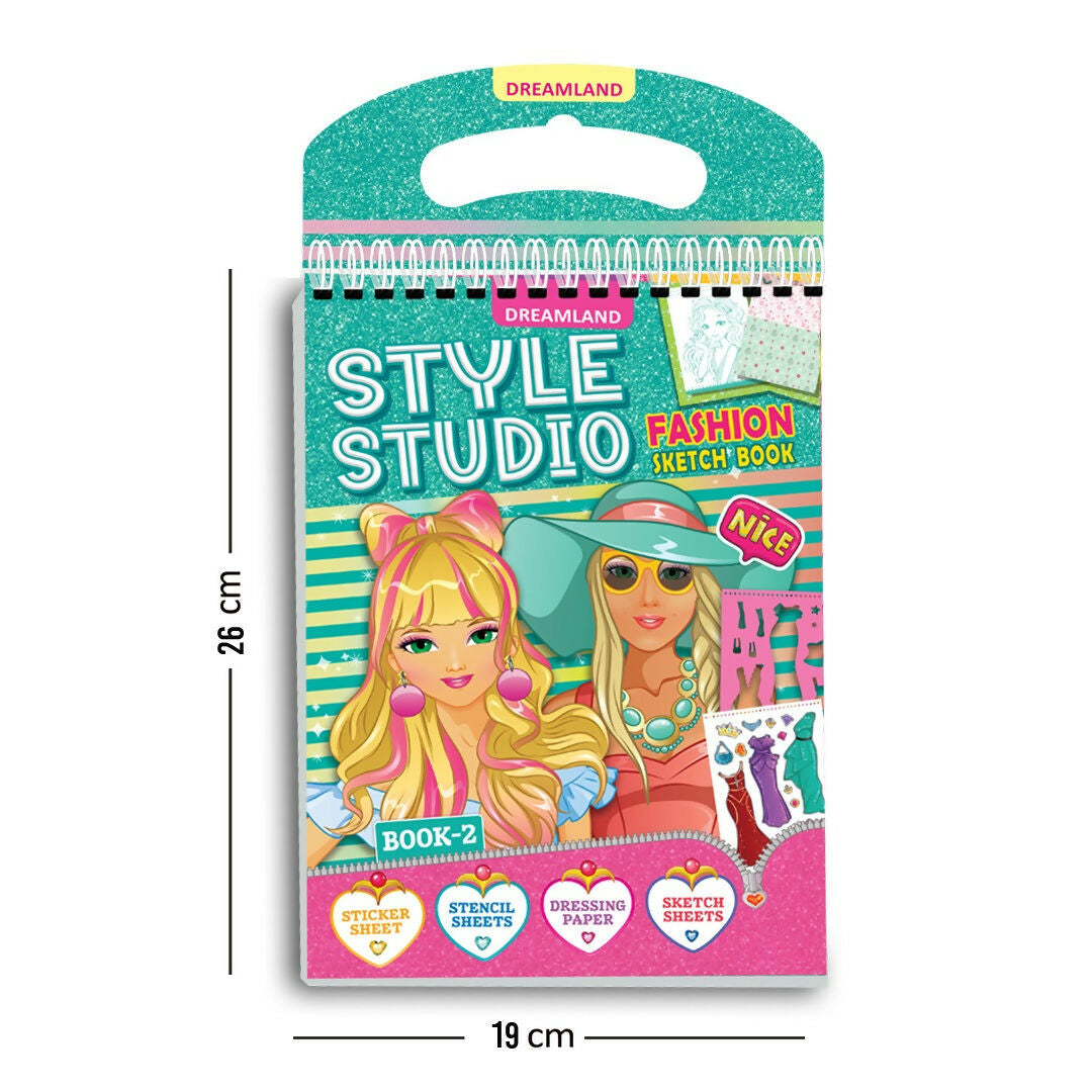 Dreamland Publications Style Studio Fashion Sketch Activity Book 2 for Girls Age 4-8 years