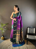 Joban Fashion Green Peacock,Butti Banarasi Silk Sarees