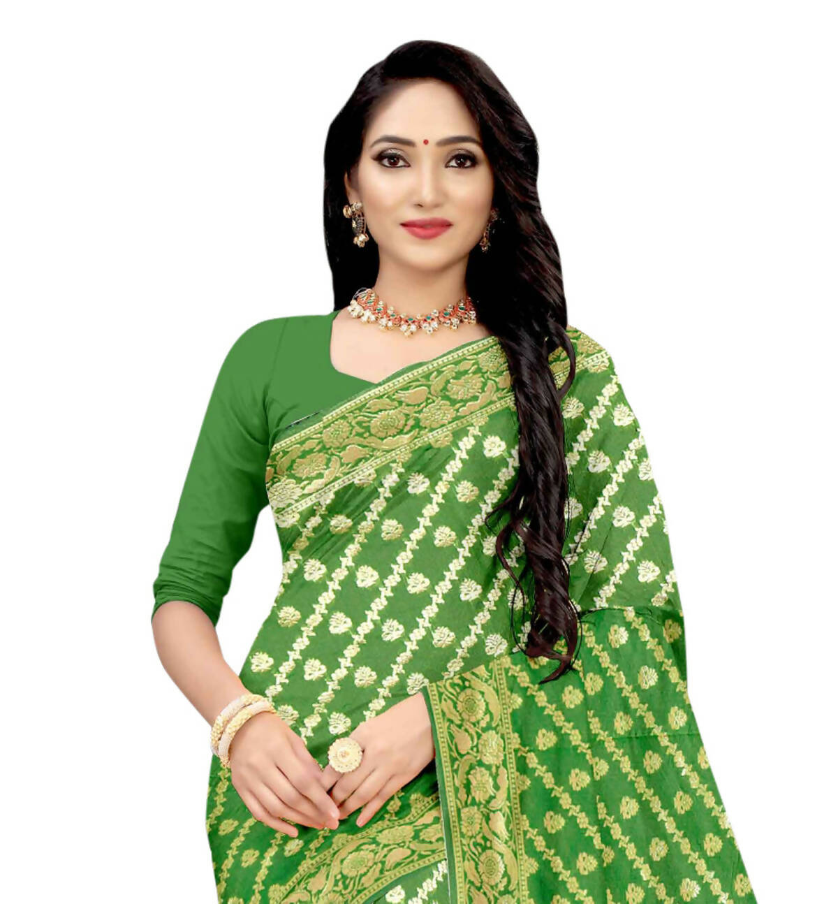 Vamika Green Weaving Banarasi Jacquard Saree