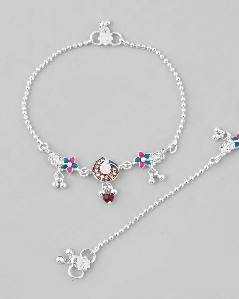 VOJ Set of 2 Traditional Stone Studded Anklet