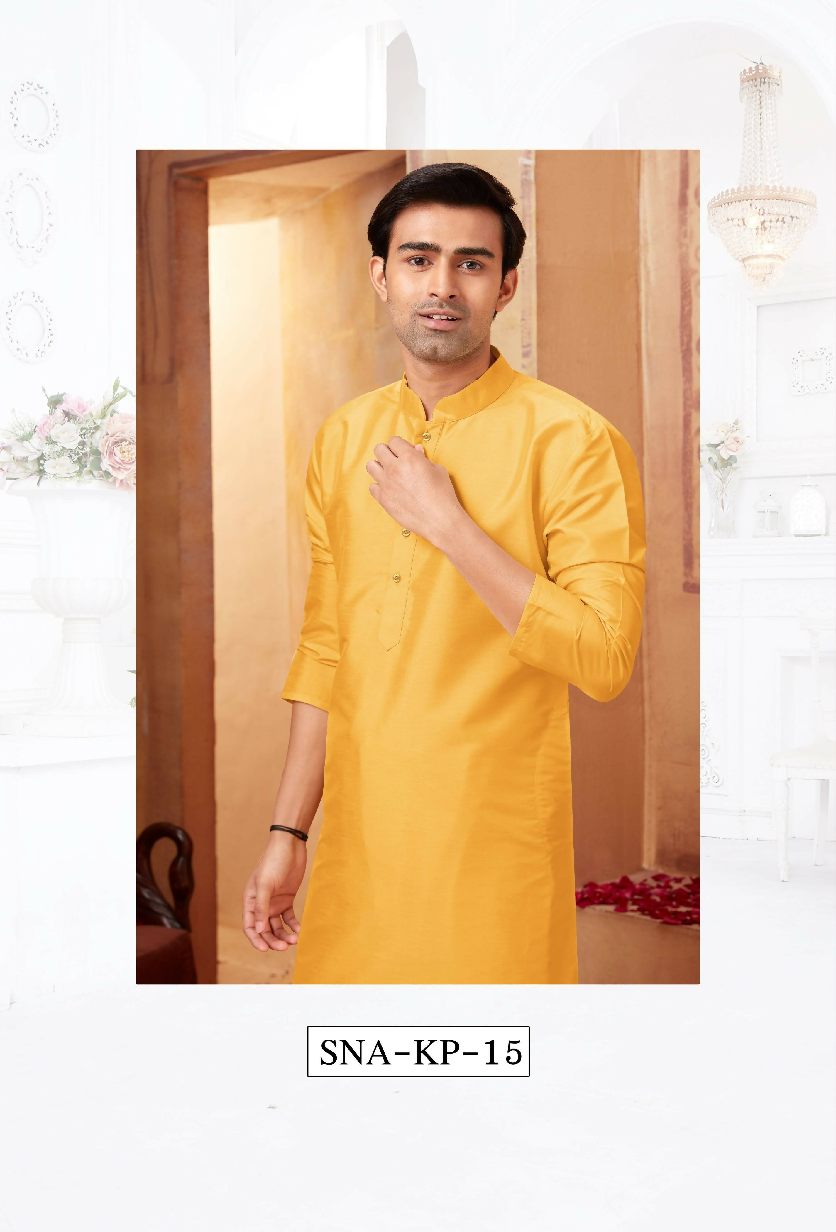 Joban Fashion Yellow Art Silk Kurta Pyjama