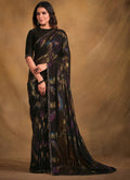 Black Zari Jacquard Print Designer Saree with Unstitched Blouse - Norita Mahitha