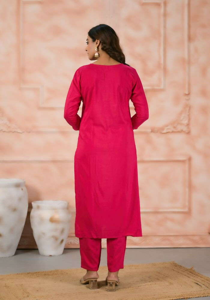 Ethnic Festive Wear Viscose Pink Stitched Suit With Dupatta - Anbazaar