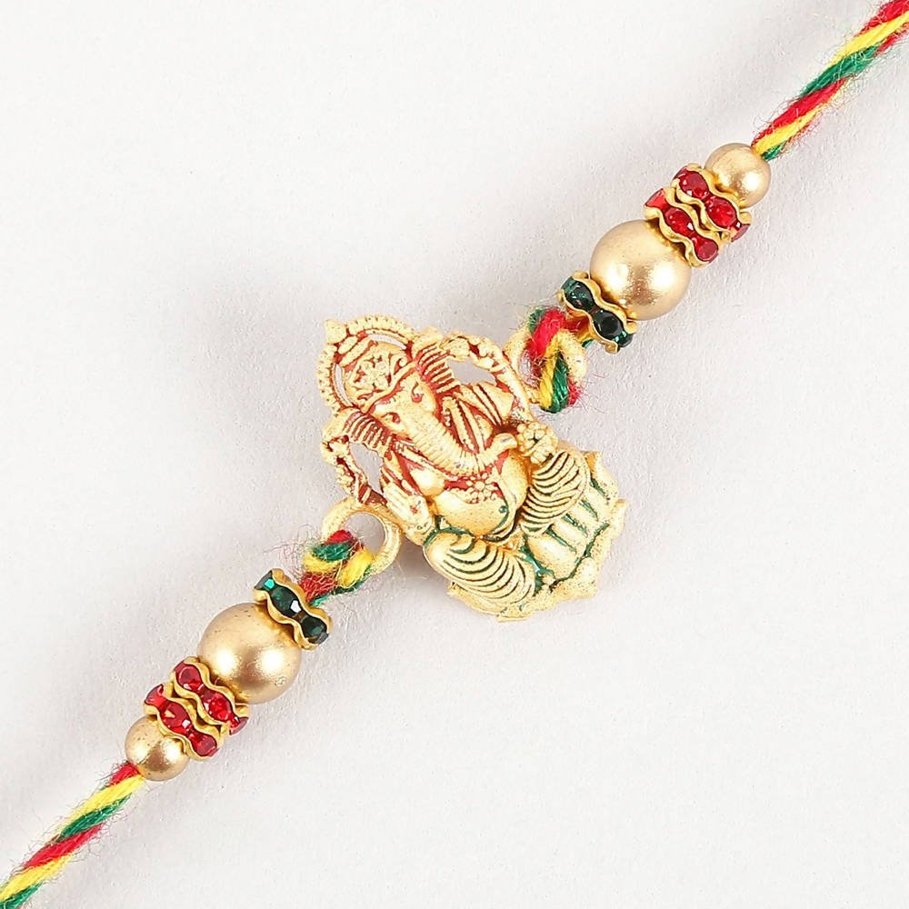 Authentic Design Ganesha Rakhi & Kaju Katli Box