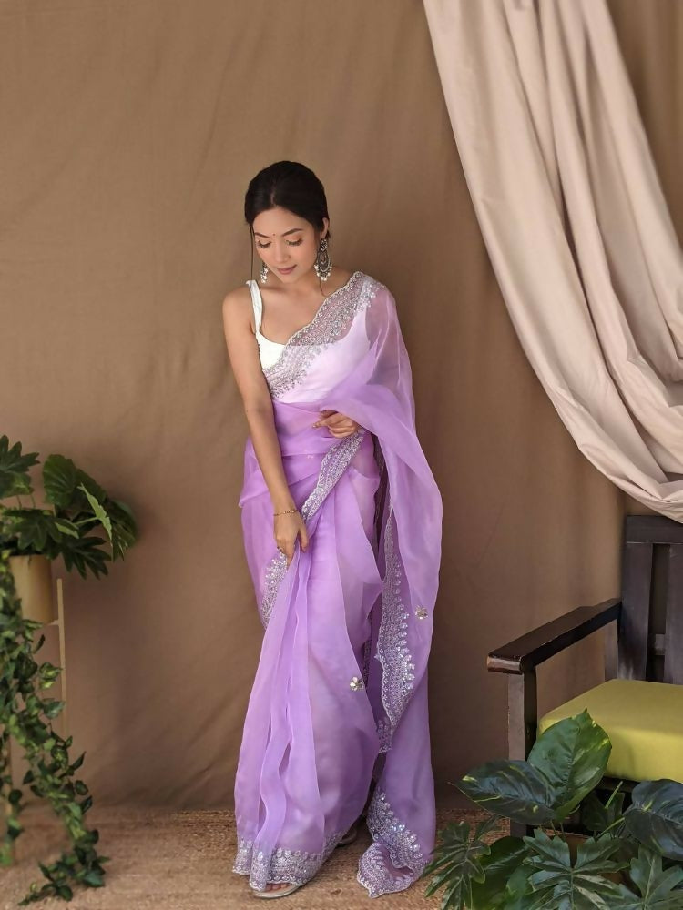 Vamsee Shirovastra Purple Organza Saree