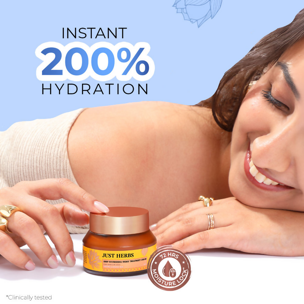 Just Herbs Pure Ghee & 24K Gold Deep Nourishing Night Treatment Cream