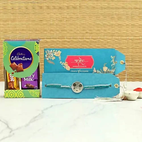 Cute Mickey Rakhi & Cadbury Celebrations