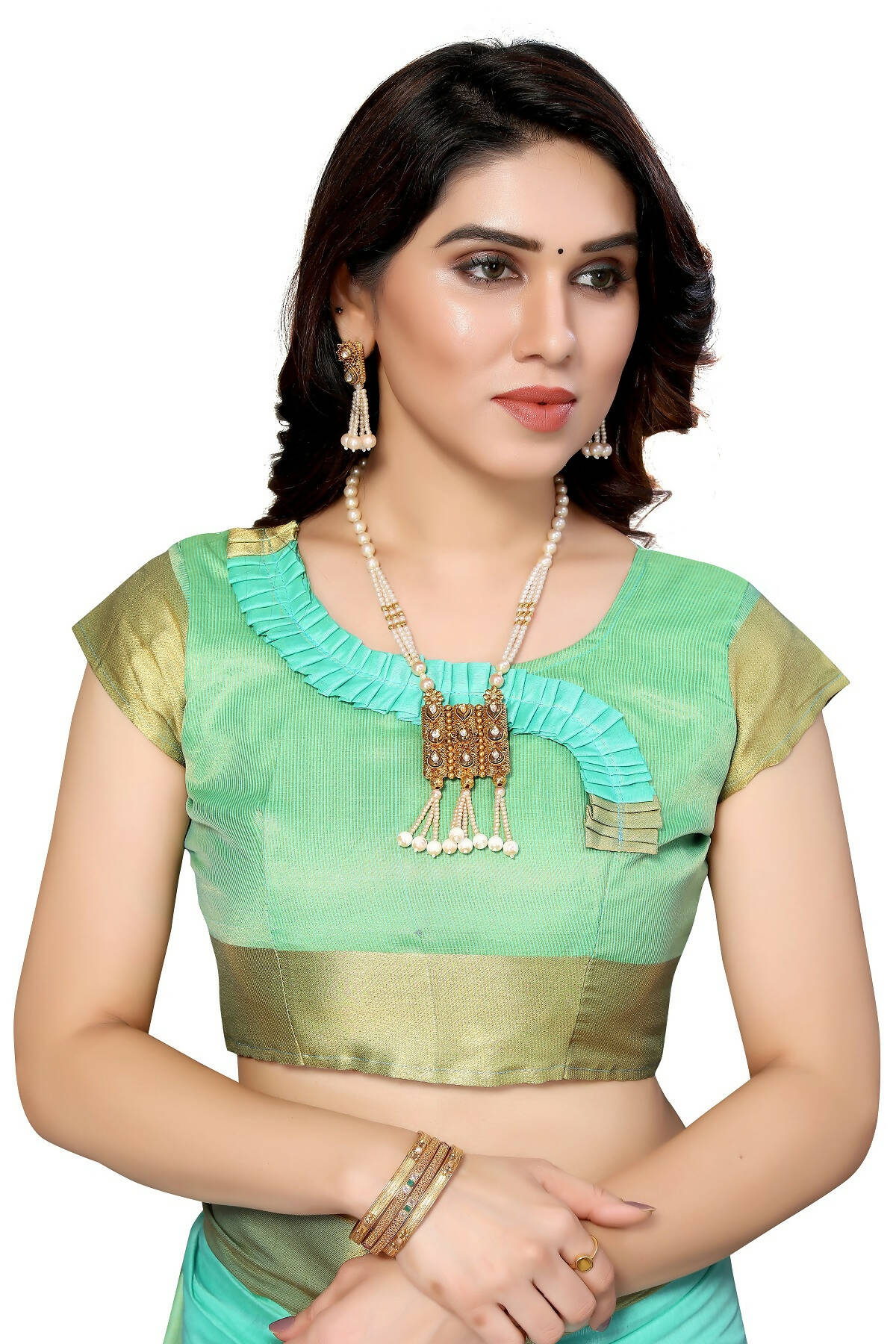 Vamika Sky Blue Cotton Polyester Silk Weaving Saree