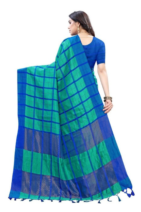 Vamika Blue Cotton Silk Weaving Saree (SATURN BLUE)