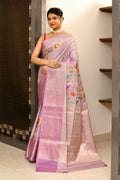 Joban Fashion Lavender Saree Kataan Applick Witch Mirror