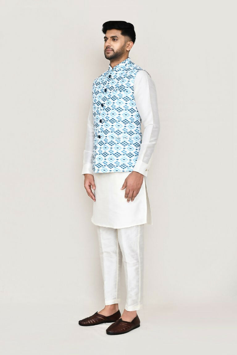 Joban Fashion White Colored Cotton Based Printed Work Men's Jacket