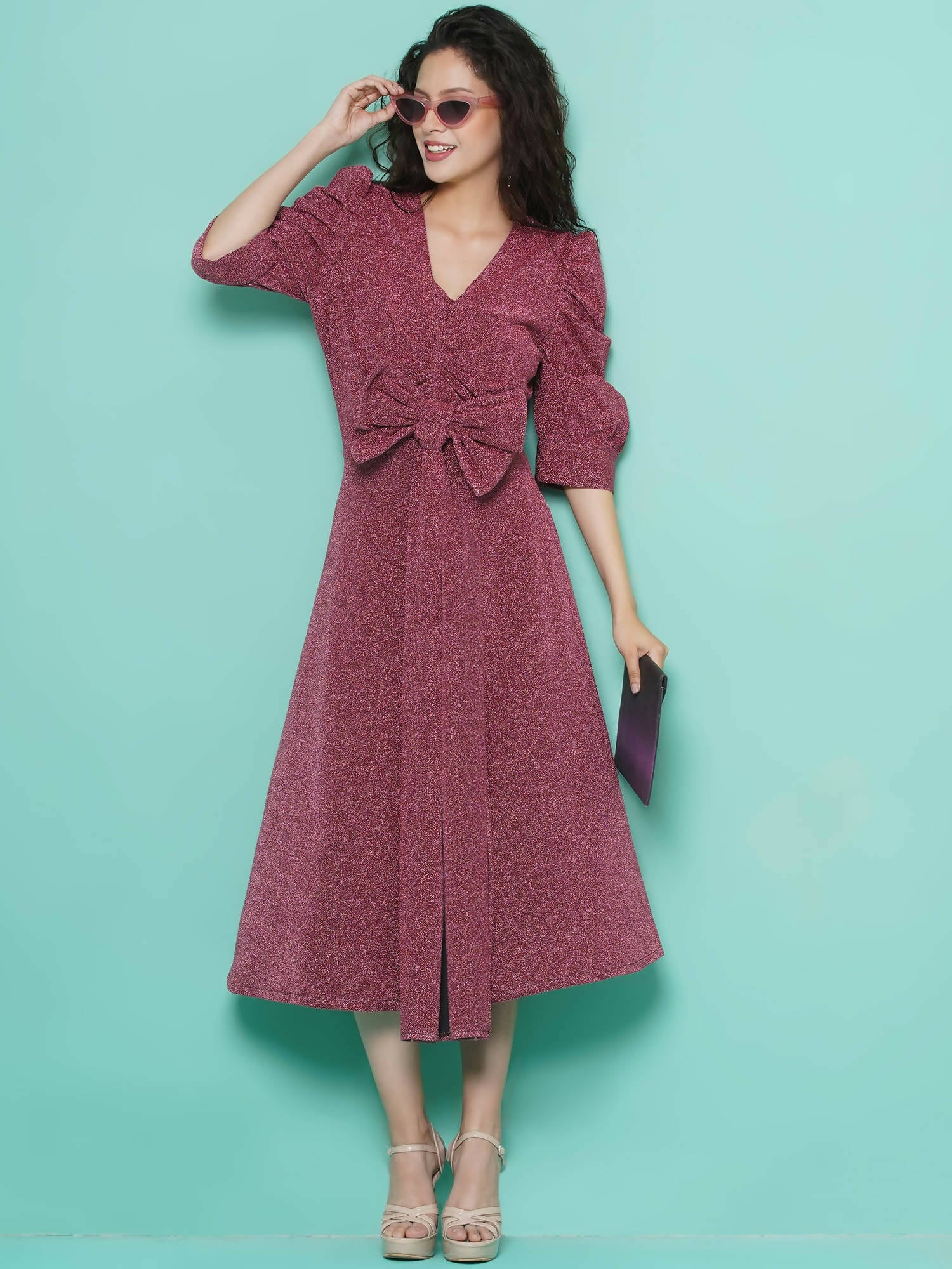 Women Republic Pink Dress with Attached Bow