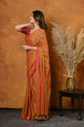 Very Much Indian Designer Mul Cotton Handloom Saree with Sequins - Orange