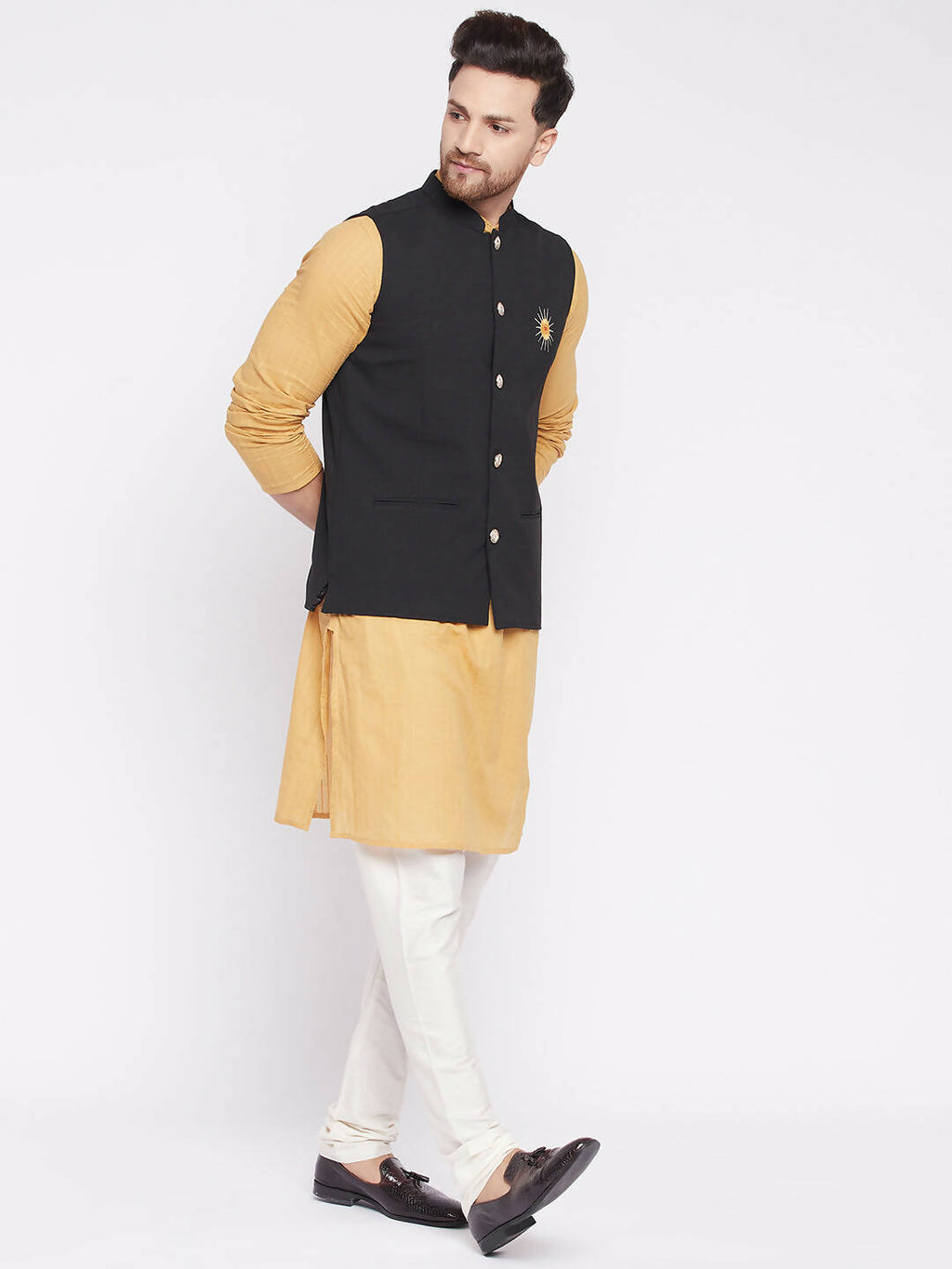 Even Apparels Men Black Nehru Jacket