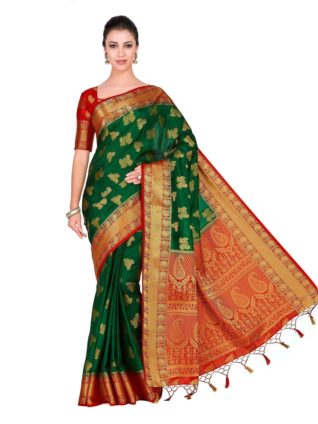 Mimosa Women's Green Kanchipuram Silk Saree