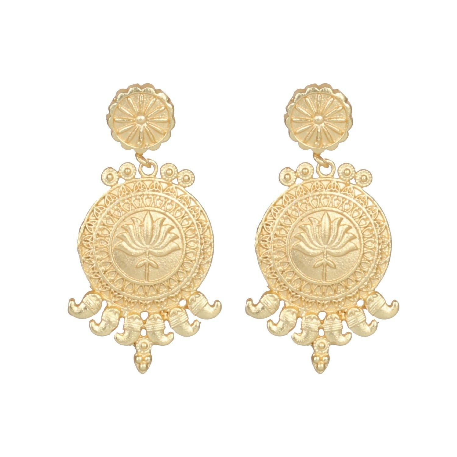Joban Fashion Women Matte Gold Brass Earrings