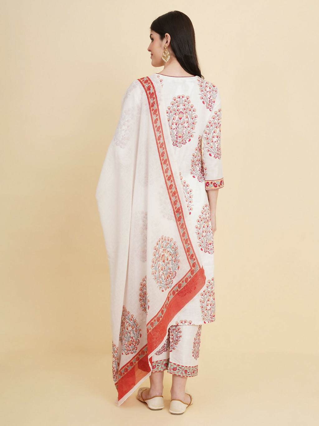 Designer Stylish White cotton Stitched Suit With Dupatta - Tanisha