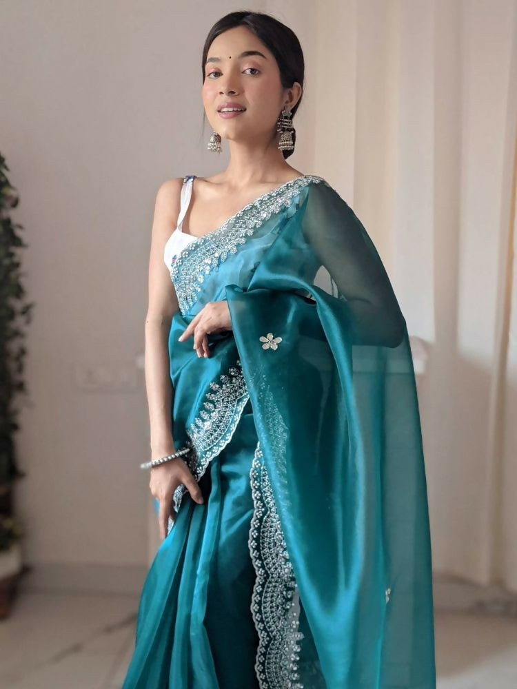 Vamsee Shirovastra Rama Organza Saree