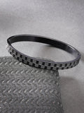 NVR Men's Black Rhodium-Plated Stainless Steel Kada Bracelet