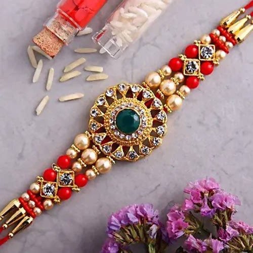 American Diamond Motif Style Rakhi