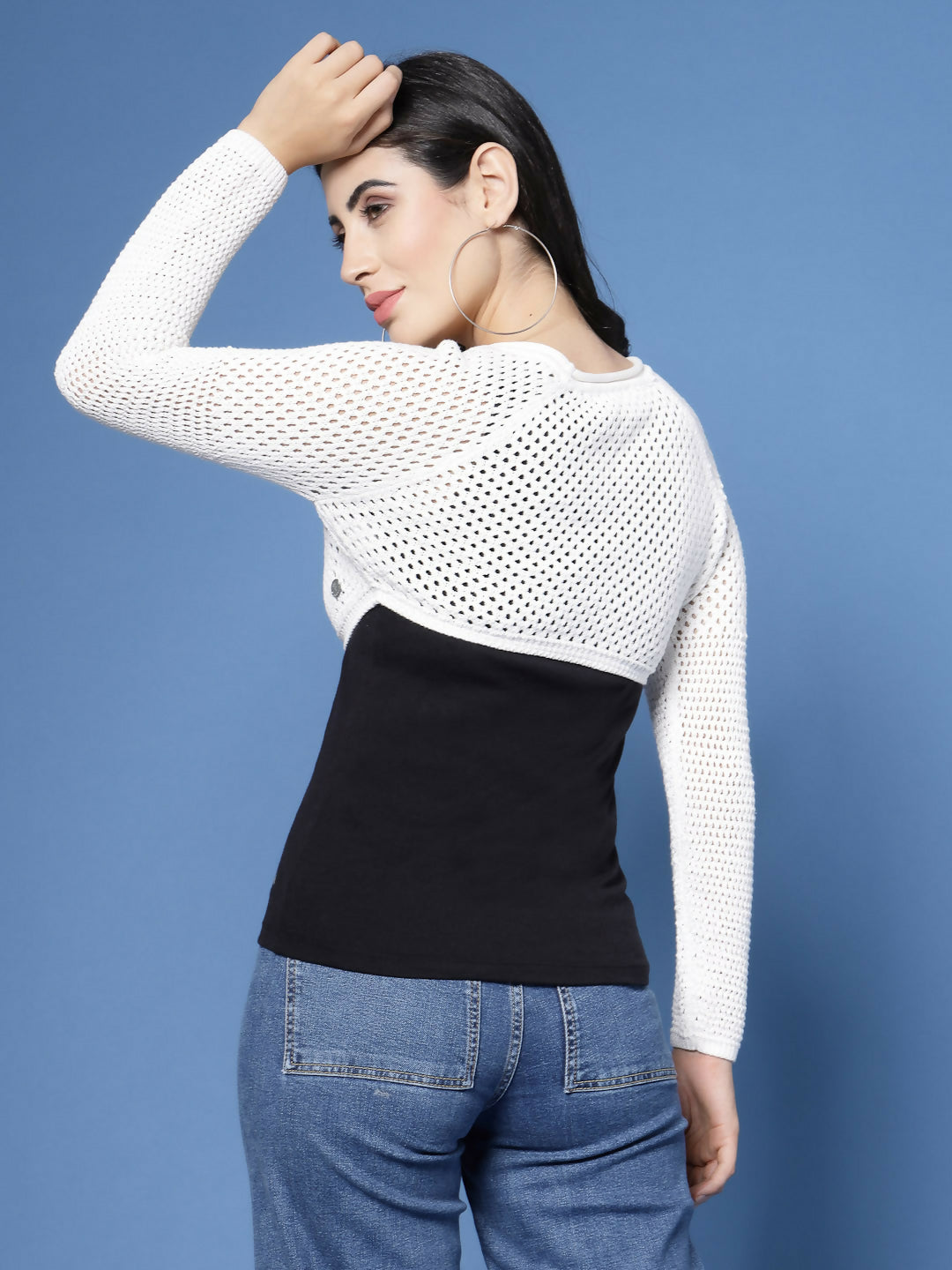 Women Winter White Color Cotton Pullover - Wool Trees