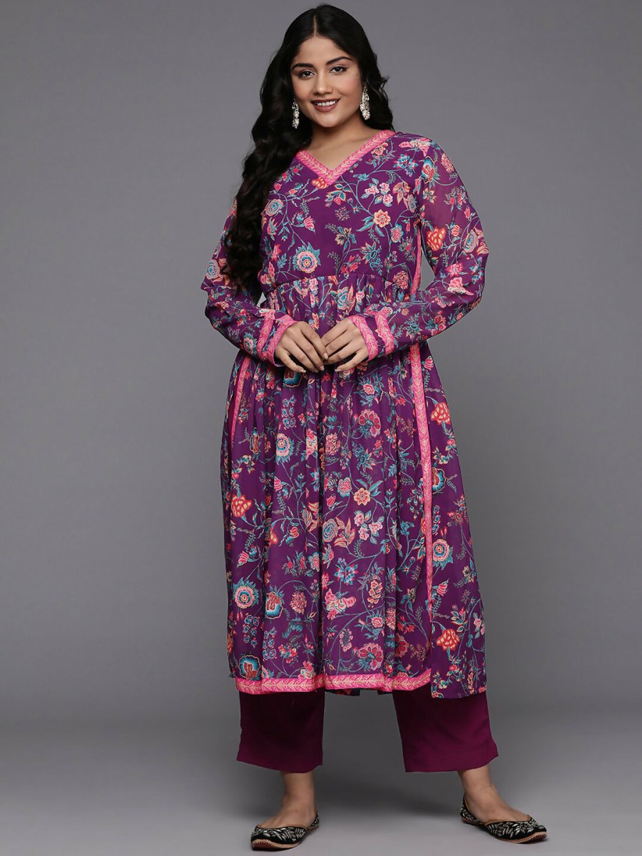 Ahalyaa Women's Traditional wear Kurta Set - Purple