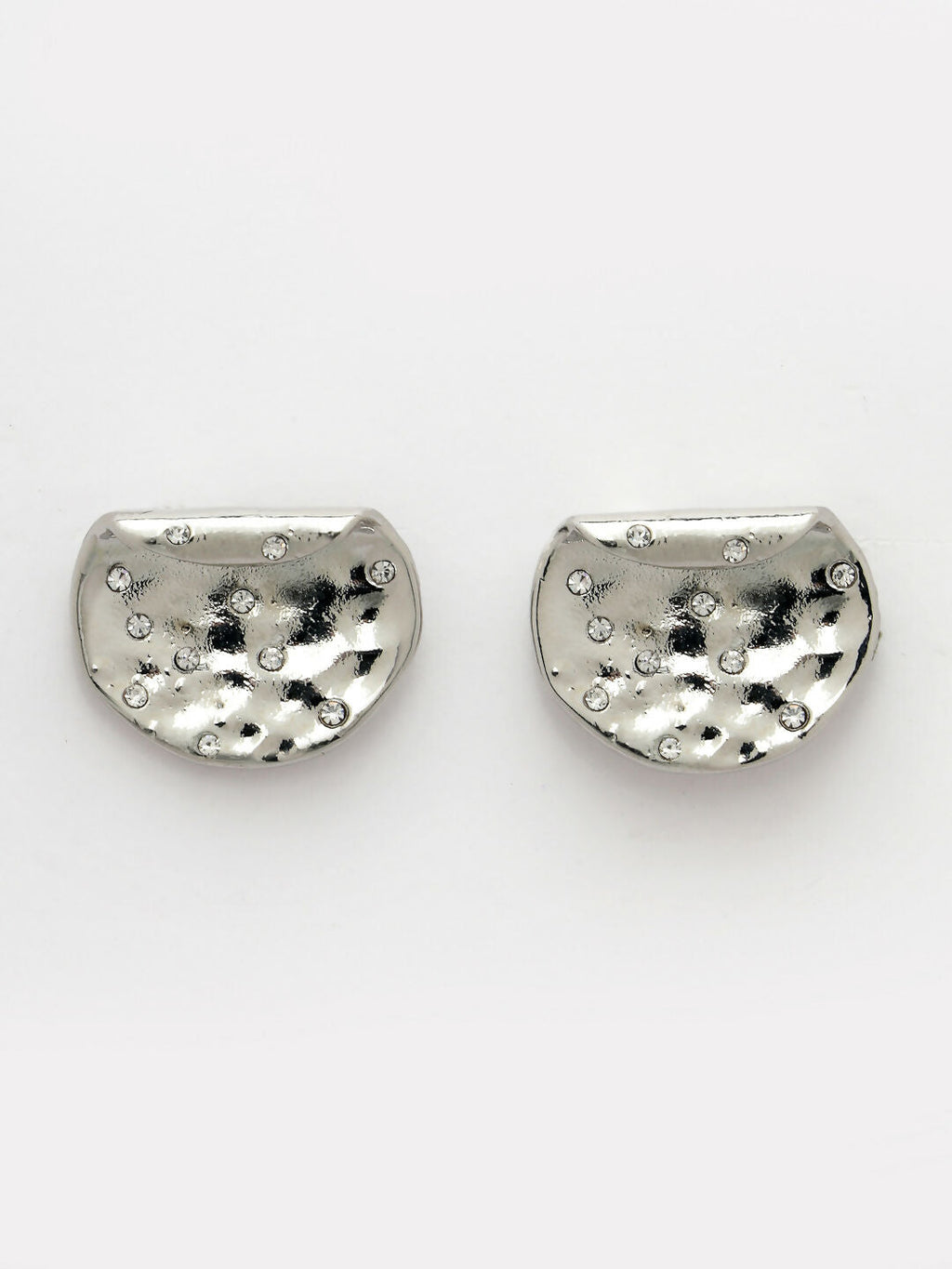NVR Women's Set of 2 Gold & Silver Brass-Plated Artificial Stones Studded Studs Earring