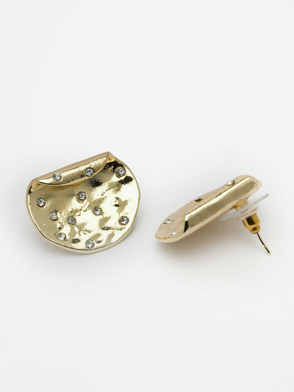 NVR Women's Set of 2 Gold & Silver Brass-Plated Artificial Stones Studded Studs Earring