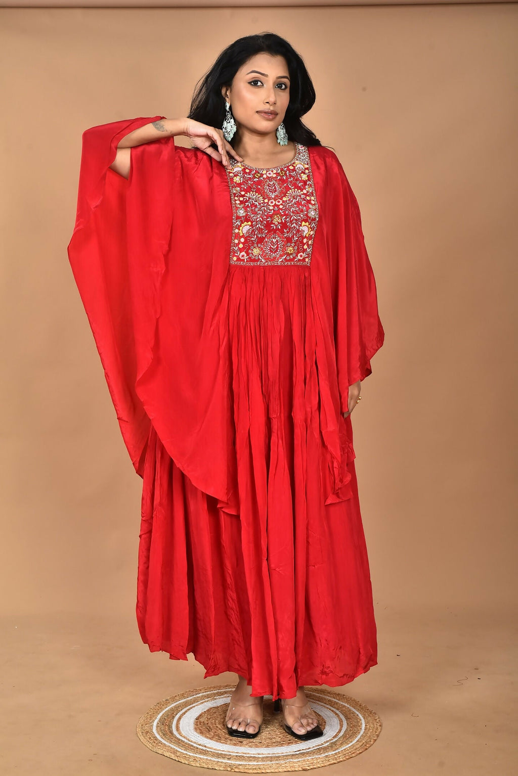Morchari Kaftan Zari Embroidery Work Gown-Red