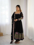 Teeya Creation Black Color Heavy Georgette Wedding Wear Embroidery Work Long Gown