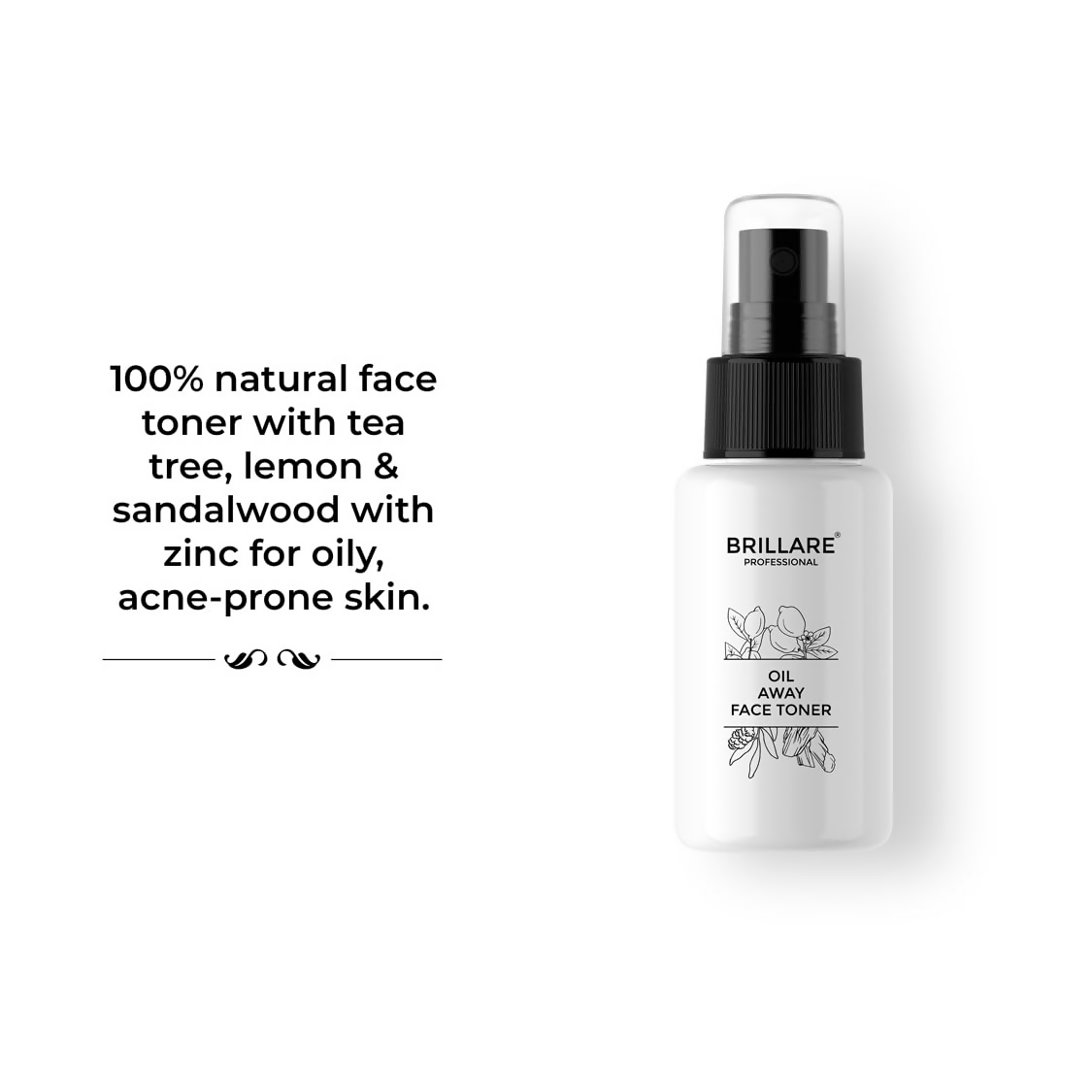 Brillare Oil Away 100% Natural Face Toner With Tea Tree Lemon and Zinc