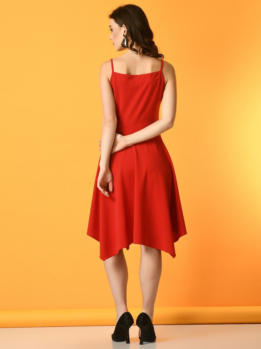 Myshka Women's Red Solid Party Dress