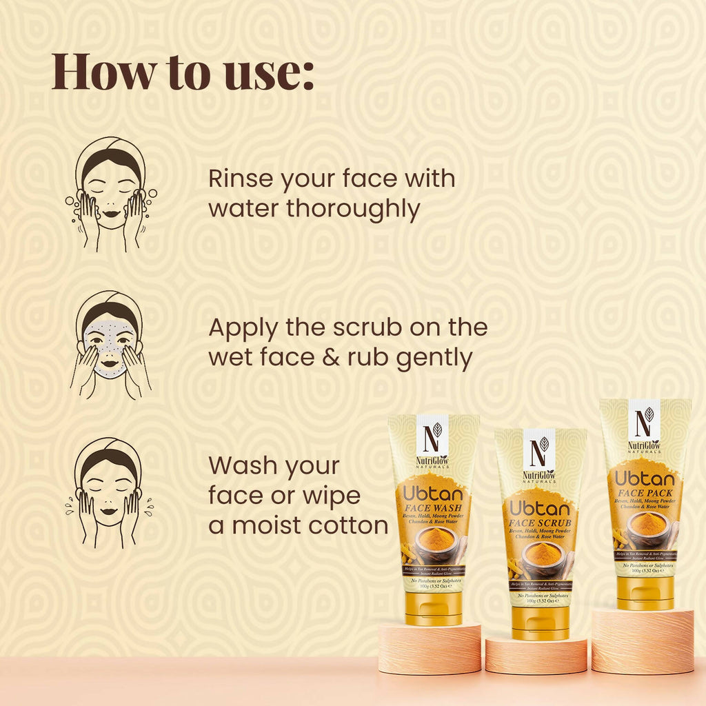 NutriGlow NATURAL'S Ubtan Face & Body Scrub with Besan, Moong Powder
