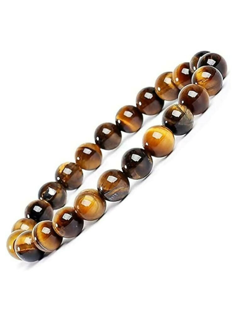 NVR Natural Crystal Beaded Tiger Eye Gemstone Bracelet