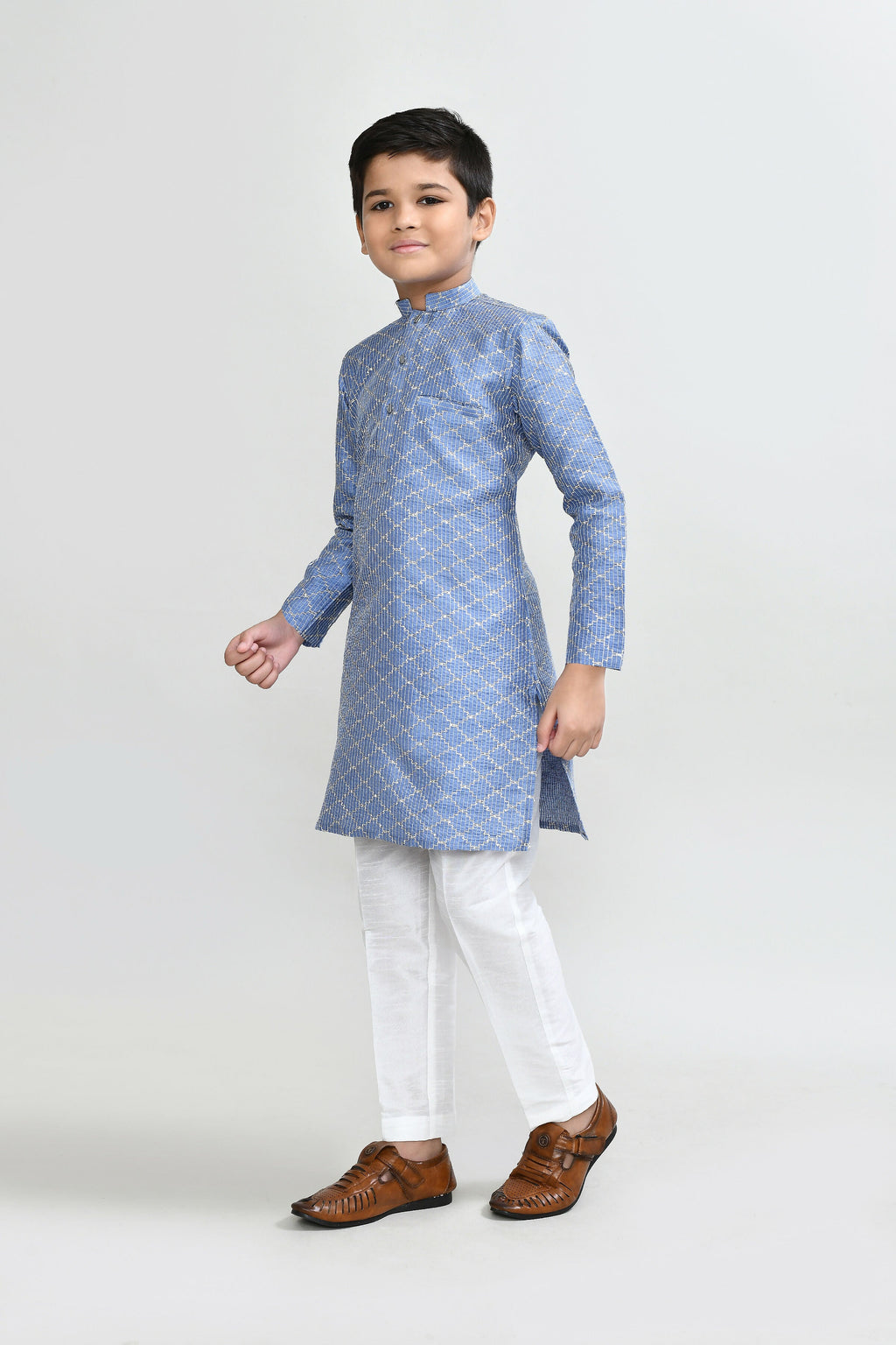 Joban Fashion Art Silk Blue Kurta With Straight Fit Pant