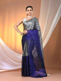 Exclusive Collection Beautiful Gray Blue Tissue Silk Hand Weaving Handloom Saree With Running Blouse Piece